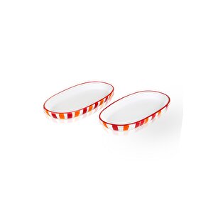 Joy Oval Servis 2li Set Kırmızı 11x21x3 Cm