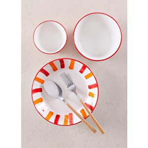 The Mia Joy Yemek Tabağı 6lı Set Kırmızı 20 Cm