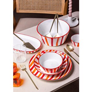 The Mia Joy Oval Servis 2li Set Kırmızı 17x30x4 Cm