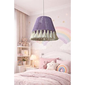 El Yapımı Bohem Makrome Avize – Lila | Arne Retro 30 cm