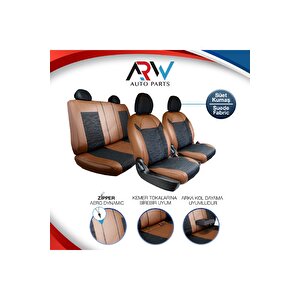 Seat Cordoba Uyumlu Lüx Deri Süet Oto Koltuk Kılıfı Ön Arka Takım Prime Kahverengi Siyah Kahverengi