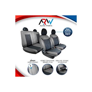 Chevrolet Lacetti Uyumlu Lüx Deri Süet Oto Koltuk Kılıfı Ön Arka Takım Prime Gri̇ Si̇yah Gri - Siyah