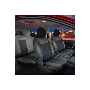 Citroen C2 Uyumlu Lüx Deri Süet Oto Koltuk Kılıfı Ön Arka Takım Prime Si̇yah Siyah
