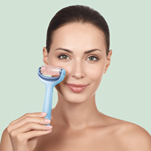 Mikro İğneli, Buz Başlığı, Pembe Kuvars Başlıklı Dermaroller | Microneedle Face & Body Roller
