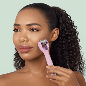 Mikro İğneli, Buz Başlığı, Pembe Kuvars Başlıklı Dermaroller Cihaz | Microneedle Face Roller