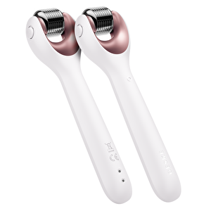 Mikro İğneli, Buz Başlığı, Pembe Kuvars Başlıklı Dermaroller Cihaz | Microneedle Face Roller Beyaz