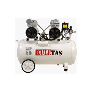 Süper Sessiz Yağsız Kompresör 60 Litre Çift Motor 2 Hp