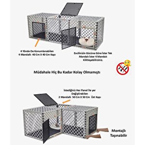 60cm X 180cm X 60cm Alt Dolu-üst Kapalı 3 Kapılı Köpek, Kedi, Tavşan Kafesi, 4,5cm Aralıklı