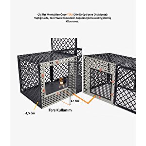 Leganest 60cm X 180cm X 60cm Alt Dolu-üst Kapalı 3 Kapılı Köpek, Kedi, Tavşan Kafesi, 4,5cm Aralıklı
