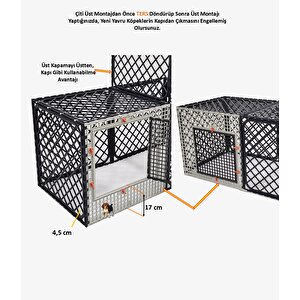 Leganest 60cm X 180cm X 60cm Üst Kapalı 3 Kapılı Köpek, Kedi, Tavşan Kafesi, 4,5cm Aralıklı