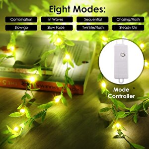Vip Kali̇te Salkim Yaprak Led Işik Gün Işiği Led Salkim Sarmaşik Led Işik 3x1 Metre 180 Led Modlu
