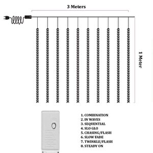 Vip Kali̇te Salkim Yaprak Led Işik Gün Işiği Led Salkim Sarmaşik Led Işik 3x1 Metre 180 Led Modlu