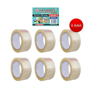 Hasbros Akrilik Koli Bandı 45 Mm X 100 Metre Şeffaf 6lı Hbr0237