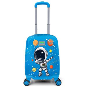 Kids Lacivert Mavi Astronot Desenli Çocuk Valizi 16751