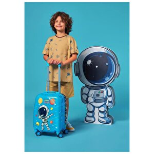 Kids Lacivert Mavi Astronot Desenli Çocuk Valizi 16751