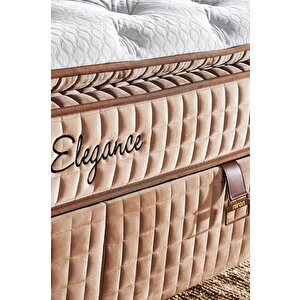 Elegance Lüks Yatak 180x200 Cm Çift Kişilik Paket Yaylı Pedli Yumuşak Yatak Tavşan Tüyü Dokusu