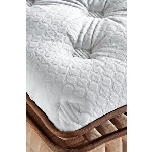 Elegance Lüks Yatak 180x200 Cm Çift Kişilik Paket Yaylı Pedli Yumuşak Yatak Tavşan Tüyü Dokusu