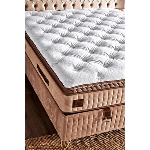 Elegance Lüks Yatak 180x200 Cm Çift Kişilik Paket Yaylı Pedli Yumuşak Yatak Tavşan Tüyü Dokusu