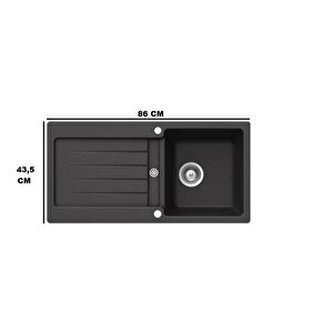 Kea 45btg Te Grani̇t Evye Si̇yah Renk 86x43,5 Kumandali Si̇fon