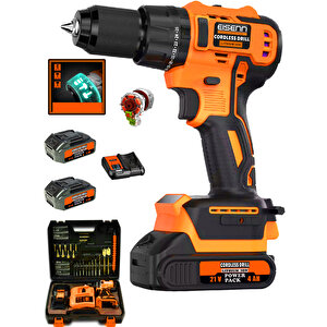 Wtr-013 Orng Kömürsüz Motor Darbeli Şarjlı Vidalama Matkap 2 Kademeli Çift Akülü 84 Pcs Uç Seti Hediyeli