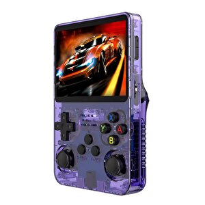 Schitec 3.5 Inç Otg Çıkışlı Taşınabilir Retro Oyun Konsolu 15000+ Oyunlu El Atari Şeffaf Mor R36s