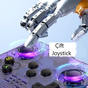 Schitec 3.5 Inç Otg Çıkışlı Taşınabilir Retro Oyun Konsolu 15000+ Oyunlu El Atari Şeffaf Mor R36s
