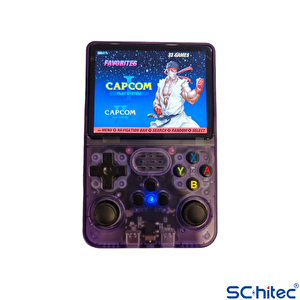 Schitec 3.5 Inç Otg Çıkışlı Taşınabilir Retro Oyun Konsolu 15000+ Oyunlu El Atari Şeffaf Mor R36s
