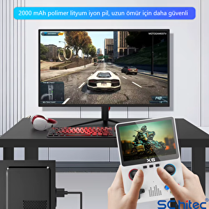 Schitec X6 3.5inç Ips Ekran Taşınabilir Retro El Atari Oyun Konsolu 10000 Oyunlu Tv Bağlanan 32gb Beyaz