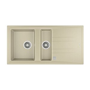 Stone 60 B Tg Topas Beige - Bir Büyük Hazne Bir Küçük Hazne Ve Damlalıklı Tegranite Eviye