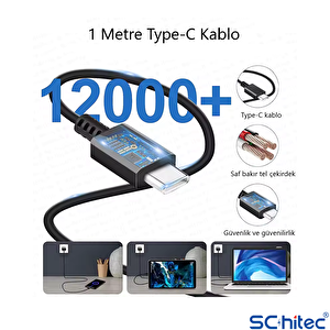 Schitec 25w Hızlı Şarj Aleti Type-c Çıkışlı Type-c To Type-c Kablolu Şarj Cihazı Siyah Sr64