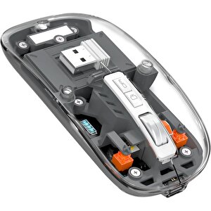Schitec M377 Ultra Sessiz 3 Bağlantı Modlu 2xbluetooth Kablosuz Bağlantı + 2.4gh Gaming Type-c Şarjlı Mouse Siyah