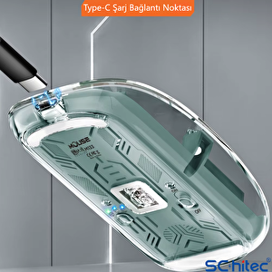 Schitec M377 Ultra Sessiz 3 Bağlantı Modlu 2xbluetooth Kablosuz Bağlantı + 2.4gh Gaming Type-c Şarjlı Mouse Siyah