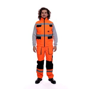 Formteks Çok Cepli Kapitoneli Yelek Turuncu XL