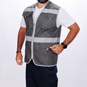 Formteks İşçi Çok Cepli Reflektörlü  Alet Yeleği Gri XL