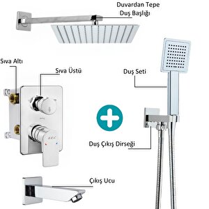 T-may Sart-ç Ankastre Gömme Banyo Bataryası Duş Seti (sıva Altı Eca) Tüm Parçalar Dahil 25x25 Başlık