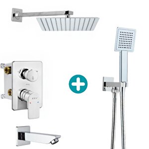 T-may Sart-ç Ankastre Gömme Banyo Bataryası Duş Seti (sıva Altı Eca) Tüm Parçalar Dahil 30x30 Başlık