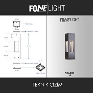 FoneLight AKA Set Üstü 35 cm LED Bahçe Yol Aydınlatması Antrasit Alüminyum IP65 Peyzaj Aydınlatma Armatürü 3000K