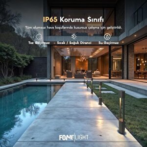 Aka 75 cm LED Bahçe Aydınlatma Direği Antrasit Alüminyum IP65 Bollard Peyzaj Yürüyüş Yolu Aydınlatması 9W 3000K