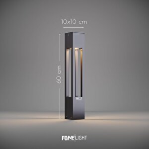 Aka 75 cm LED Bahçe Aydınlatma Direği Antrasit Alüminyum IP65 Bollard Peyzaj Yürüyüş Yolu Aydınlatması 9W 3000K