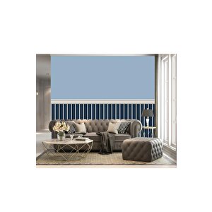 70cmx100cm 1adet Rustik Model Lacivert Yapışkanlı Vinil Duvar Kağıdı Çıta Lambiri Panel Desenli