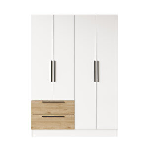 Robin Home lukas 4 Kapaklı 2 Çekmeceli Gardırop Elbise Dolabı Sepet-beyaz