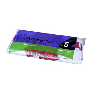 Naksan Armaplus Takviyeli Kalın Baskılı Beyaz Çanta Poşet Torba - 50x60 Cm. - 50 Adetlik 5 Paket
