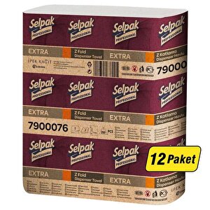 Extra Dispenser Kağıt Havlu - Z Katlama Havlu - 2 Kat - 200 Adetlik 12 Paket / Koli