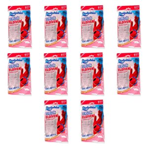 Lateks Bulaşık Temizlik Eldiveni - Kırmızı - Xl - No : 10 - 10 Çift - Paket