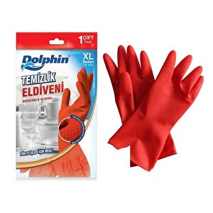 Lateks Bulaşık Temizlik Eldiveni - Kırmızı - Xl - No : 10 - 10 Çift - Paket