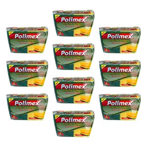 Polimex 4'lü Endüstriyel Büyük Boy Oluklu Bulaşık Süngeri - 4,5 X 9 X 12 Cm. - 4 Adetlik 10 Paket