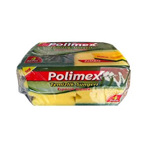 Polimex 4'lü Endüstriyel Büyük Boy Oluklu Bulaşık Süngeri - 4,5 X 9 X 12 Cm. - 4 Adetlik 10 Paket