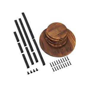 Çiçeklik 5 Raflı Saksılık Dekoratif 5 Raflı Çiçeklik Metal Doğal Ahşap Saksılık Çiçek Rafı Daire Model