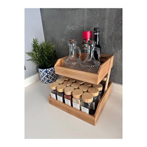 2 Katlı Bambu Organizer ,tezgah Üstü Sebzelik Meyvelik Ekmeklik