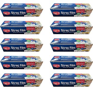 Roll-up Şeffaf Mutfak Rulo Streç Film Folyo - 30 Cm. X 300 Metre - Gıdaya Uygun - 10 Paket